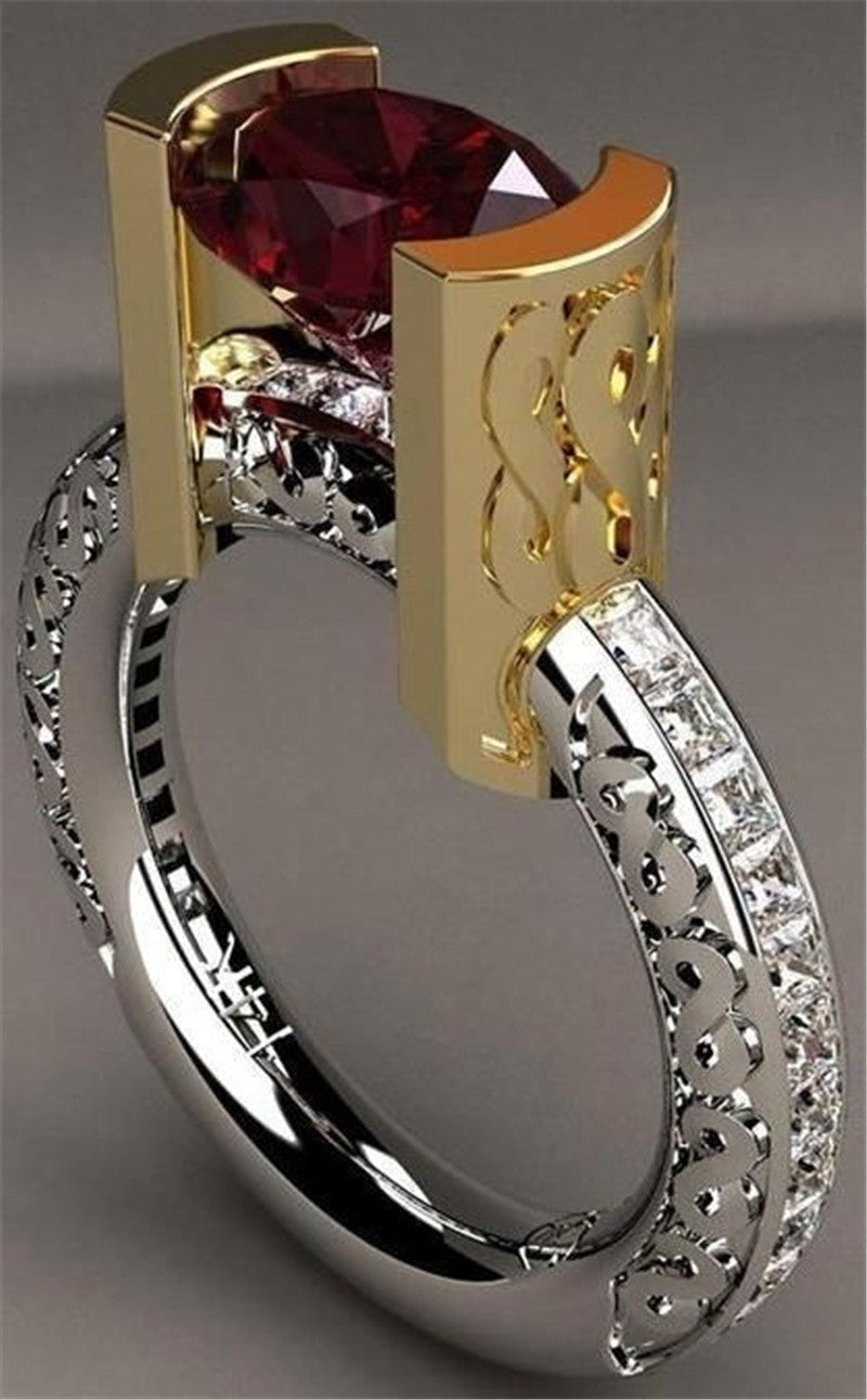 Vintage Crystal Zircon Ring for Women - Red Stones, Party Jewellery, view 13