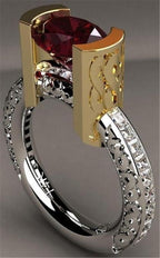 Vintage Crystal Zircon Ring for Women - Red Stones, Party Jewellery, view 13