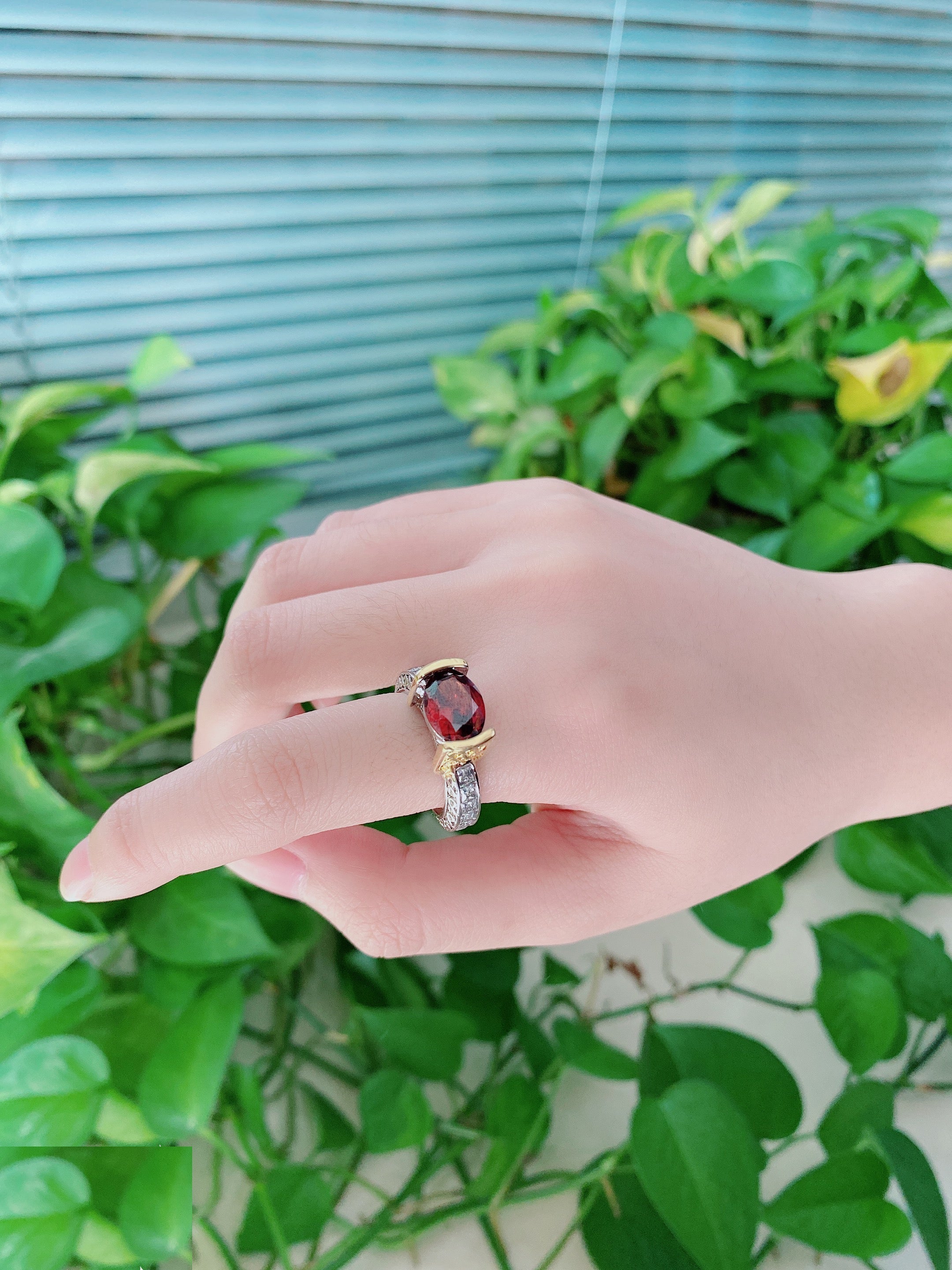 Vintage Crystal Zircon Ring for Women - Red Stones, Party Jewellery, view 14