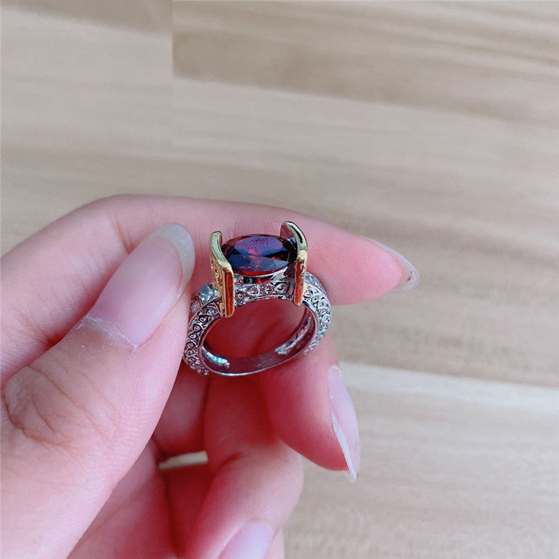 Vintage Crystal Zircon Ring for Women - Red Stones, Party Jewellery, view 2
