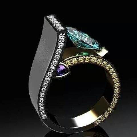 Vintage Crystal Zircon Ring for Women - Red Stones, Party Jewellery, view 33