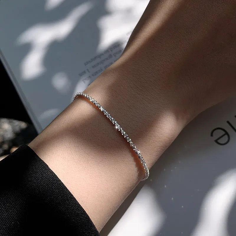 Sterling Silver Beaded Bracelet for Women - 925 Silver, 1.5 mm Diameter