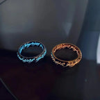 Glowing Silver Ring with Aquamarine Runes - Emits Bright Light, view 3