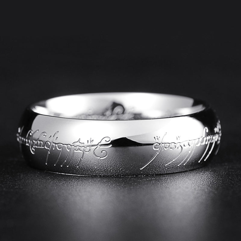 Glowing Silver Ring with Aquamarine Runes - Emits Bright Light, view 4