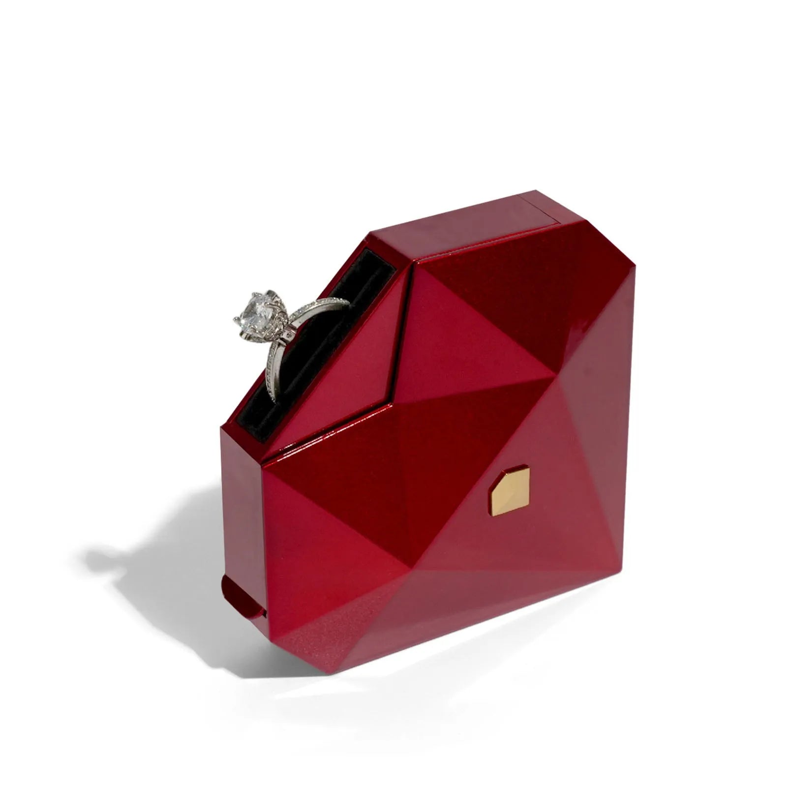 Heart-Shaped Prism Ring Box - 8cm, Surprise Gift Display