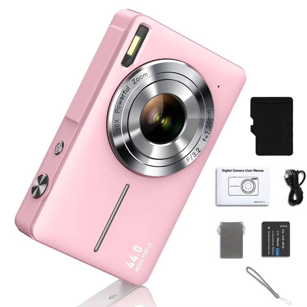 Kids’ Digital Camera, 44MP, 16X Optical Zoom, 1080P HD