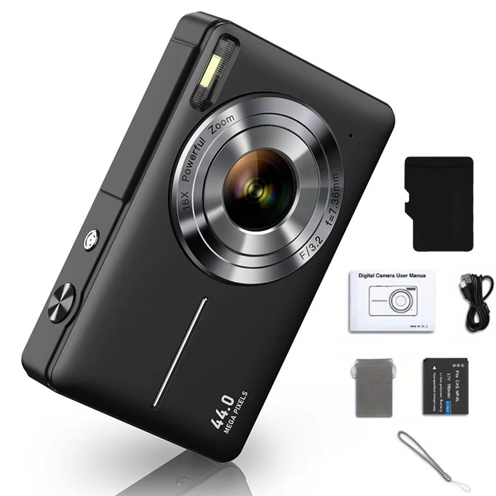 Kids’ Digital Camera, 44MP, 16X Optical Zoom, 1080P HD