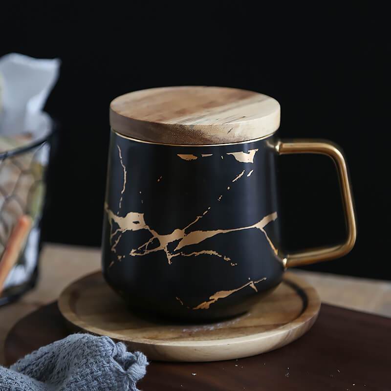 Kintsugi Nordic Ceramic Tall Mug, 400ml White Porcelain