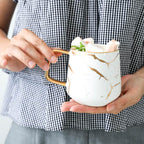Kintsugi Nordic Ceramic Tall Mug, 400ml White Porcelain