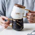 Kintsugi Nordic Ceramic Tall Mug, 400ml White Porcelain
