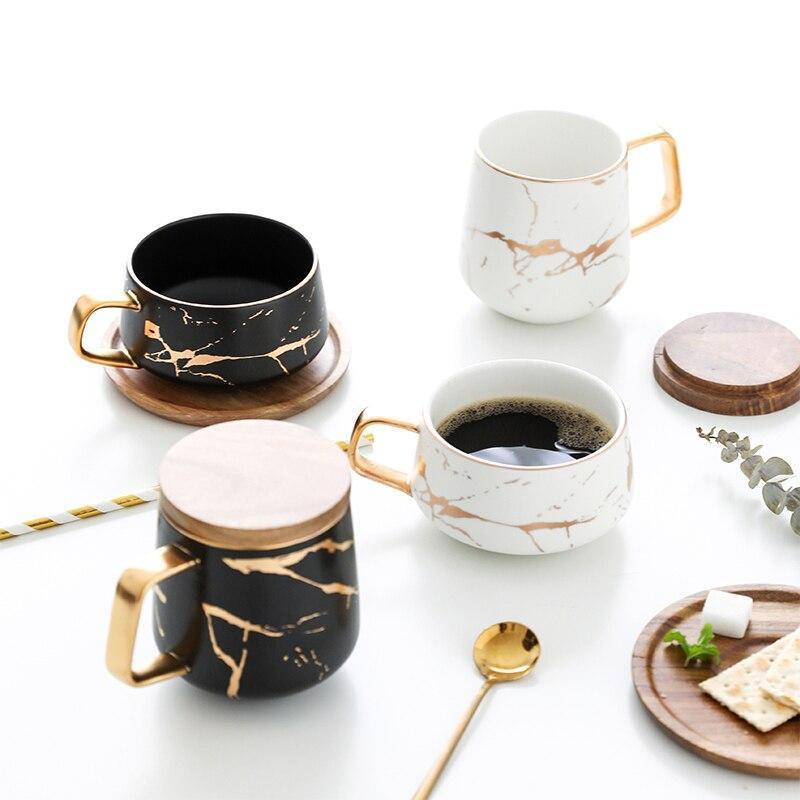Kintsugi Nordic Ceramic Tall Mug, 400ml White Porcelain