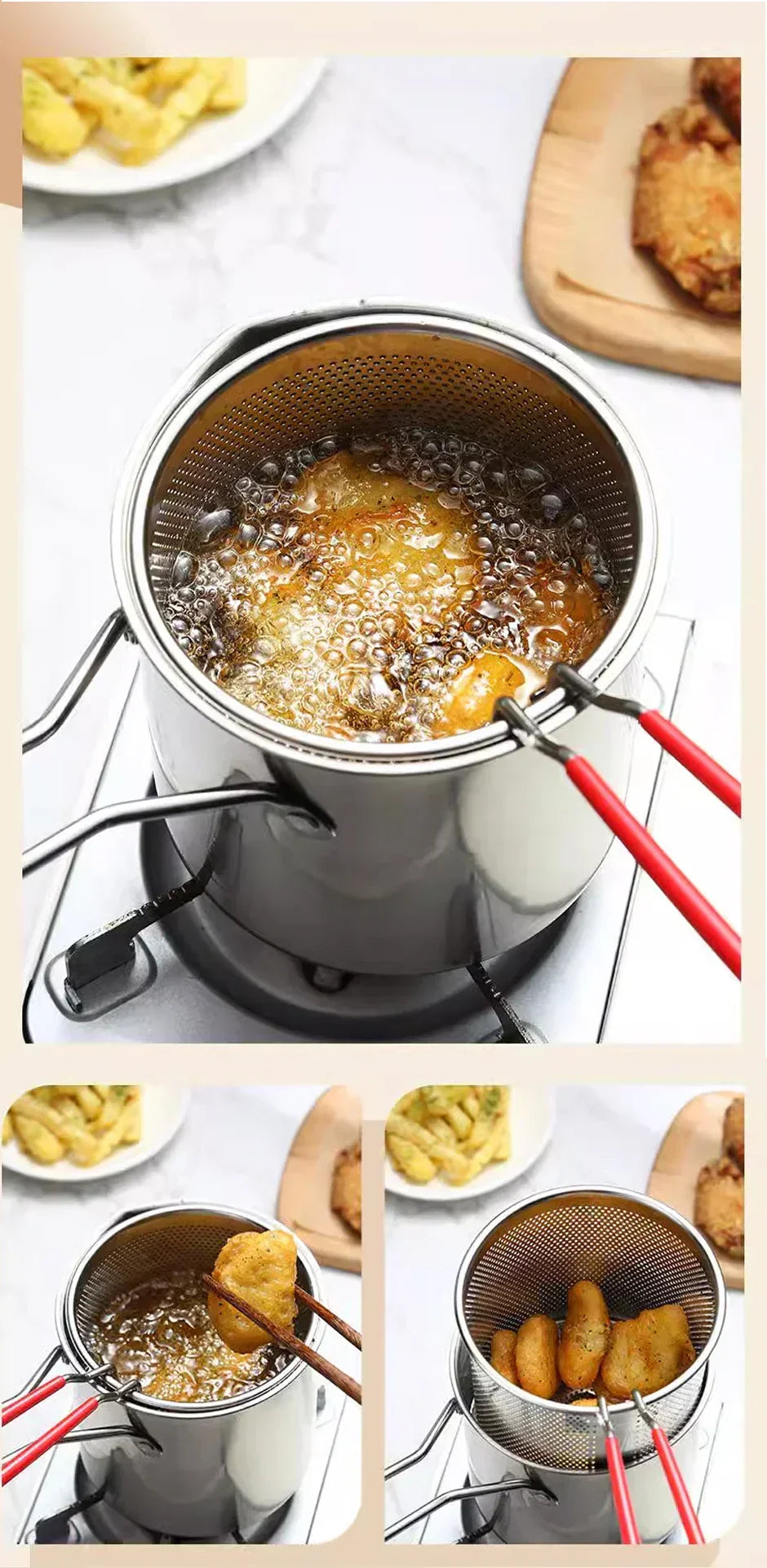Stainless Steel Fryer for Healthy Cooking - 1200 ml Capacity, view 6