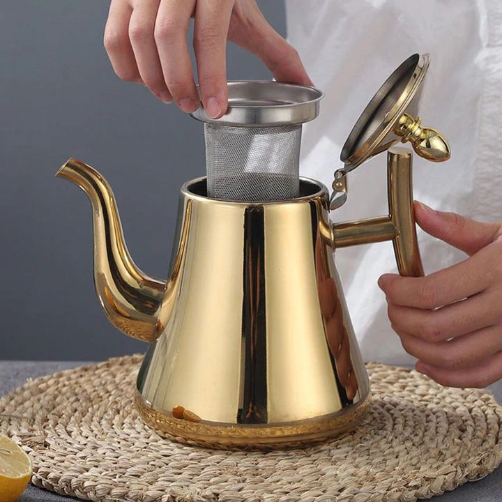Induction Stainless Steel Kettle with Filter - Fast Heating, Silver or Gold