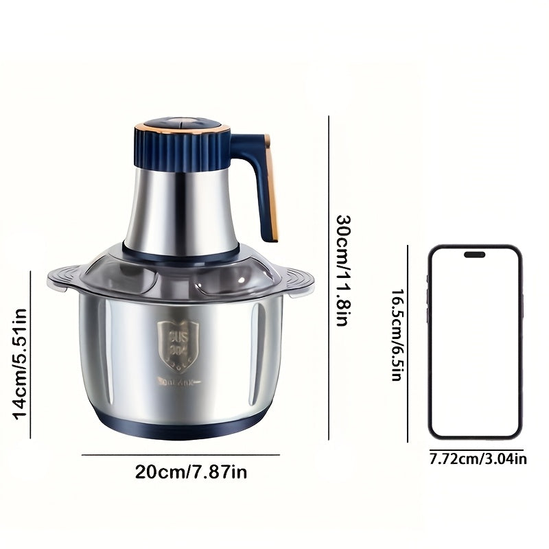 Stainless Steel Food Processor for Kitchen - 5L Bowl, 5000 rpm Motor, view 2