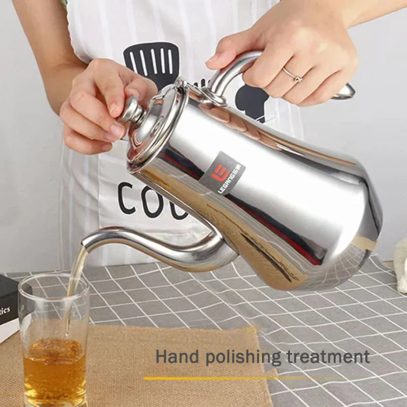 Food-Grade Stainless Steel Tea Kettle with Strainer - 1.5L, Long Spout, view 3