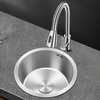 Contemporary Round Stainless Steel Kitchen Sink - Undermount, 11", view 10