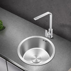 Contemporary Round Stainless Steel Kitchen Sink - Undermount, 11", view 12