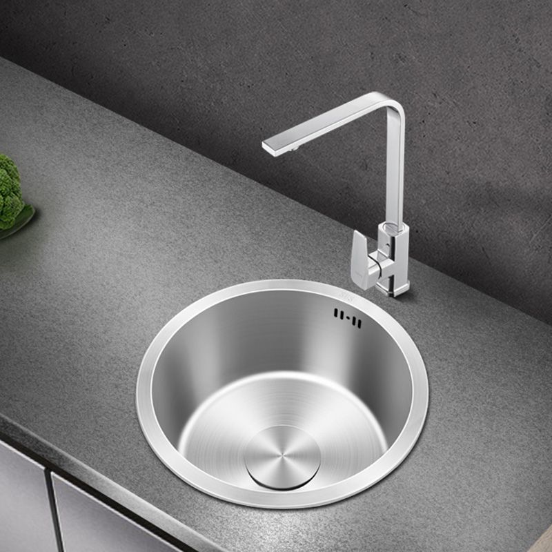 Contemporary Round Stainless Steel Kitchen Sink - Undermount, 11", view 12