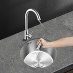 Contemporary Round Stainless Steel Kitchen Sink - Undermount, 11", view 14
