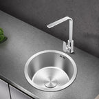 Contemporary Round Stainless Steel Kitchen Sink - Undermount, 11", view 18
