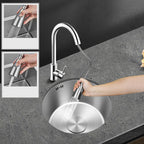 Contemporary Round Stainless Steel Kitchen Sink - Undermount, 11", view 2