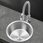 Contemporary Round Stainless Steel Kitchen Sink - Undermount, 11", view 21