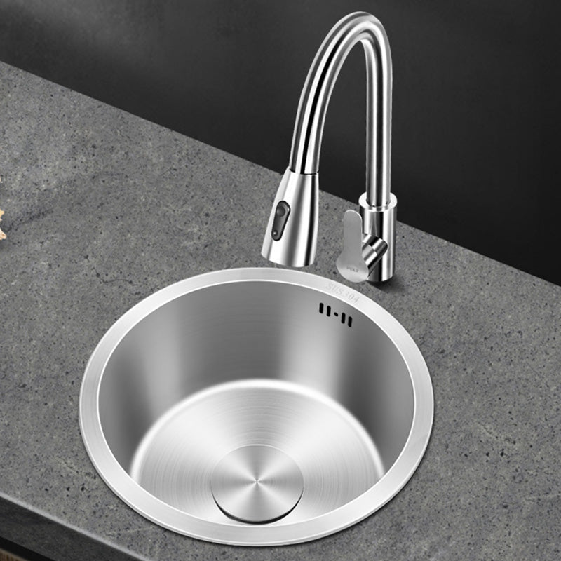 Contemporary Round Stainless Steel Kitchen Sink - Undermount, 11", view 21