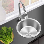 Contemporary Round Stainless Steel Kitchen Sink - Undermount, 11", view 26