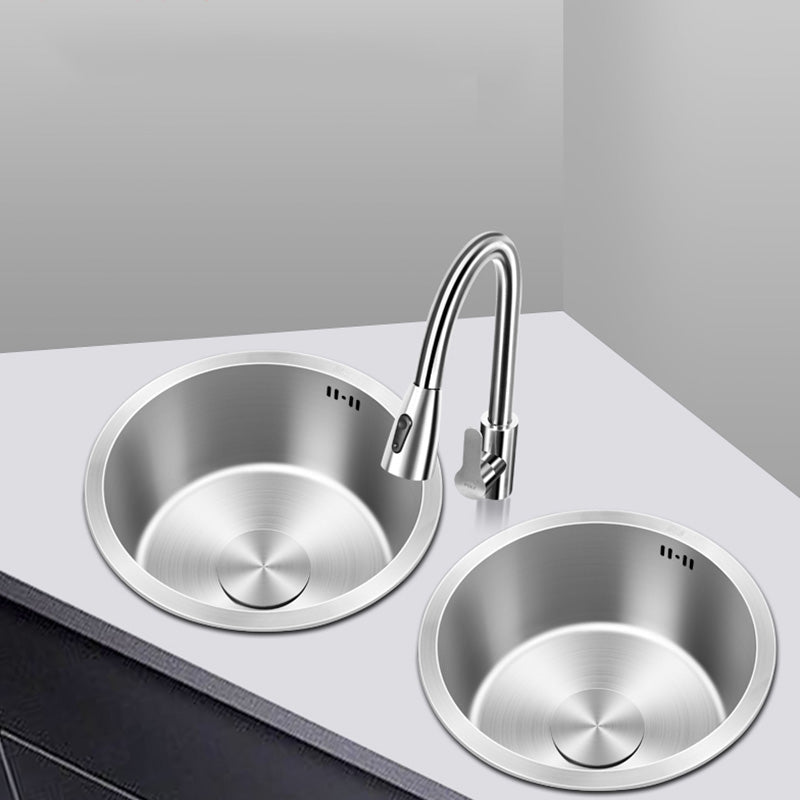 Contemporary Round Stainless Steel Kitchen Sink - Undermount, 11", view 29