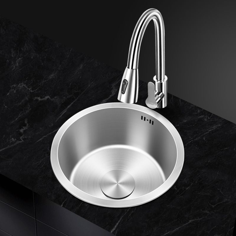Contemporary Round Stainless Steel Kitchen Sink - Undermount, 11", view 3