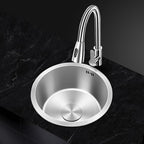 Contemporary Round Stainless Steel Kitchen Sink - Undermount, 11", view 3