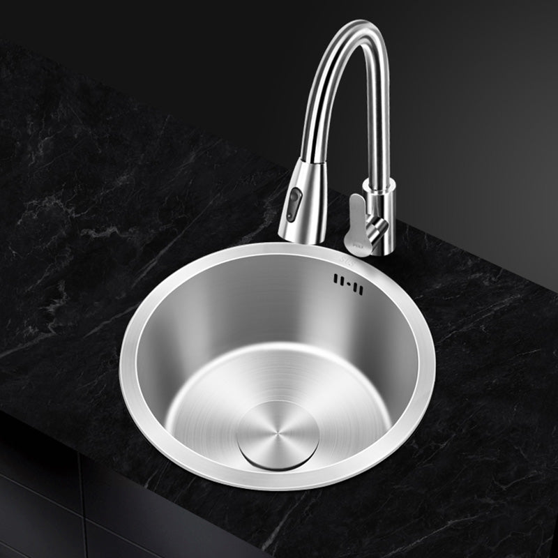 Contemporary Round Stainless Steel Kitchen Sink - Undermount, 11", view 32