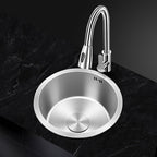Contemporary Round Stainless Steel Kitchen Sink - Undermount, 11", view 32
