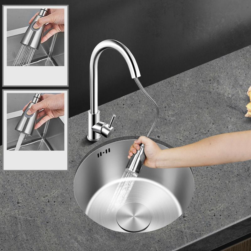 Contemporary Round Stainless Steel Kitchen Sink - Undermount, 11", view 34