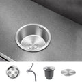 Contemporary Round Stainless Steel Kitchen Sink - Undermount, 11"