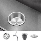 Contemporary Round Stainless Steel Kitchen Sink - Undermount, 11"
