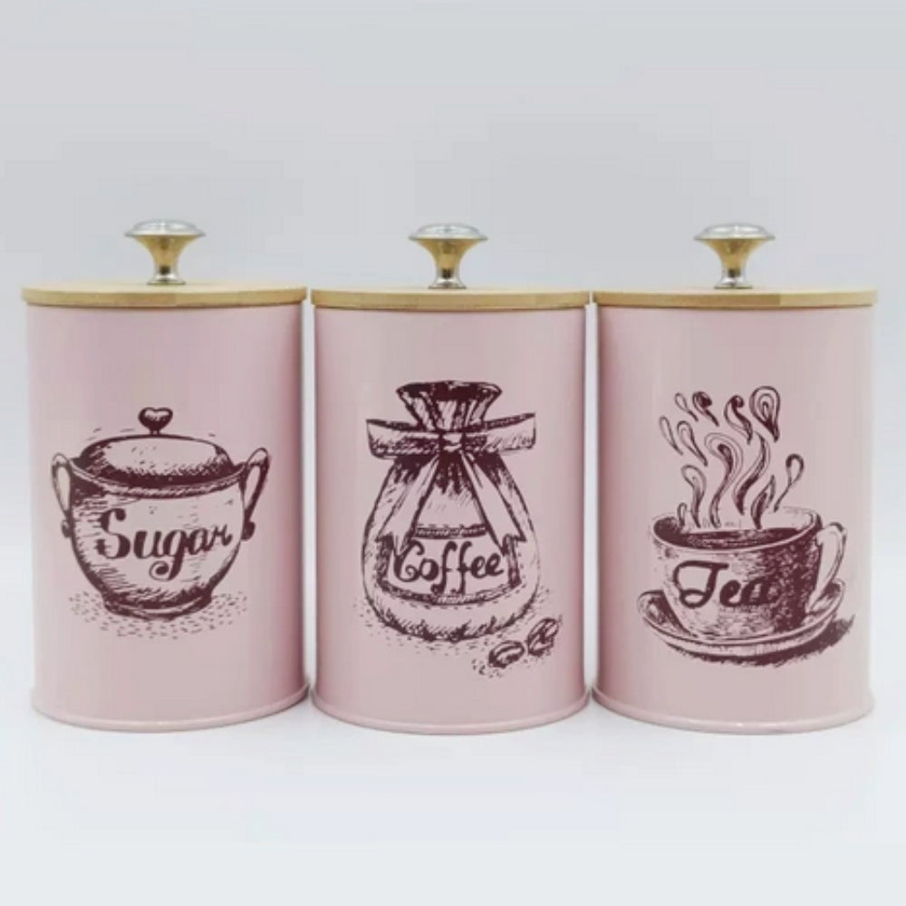 Iron Airtight Storage Canister Set for Kitchen - Bamboo Lids, 3pcs, view 11