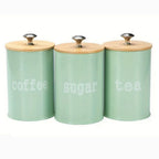 Iron Airtight Storage Canister Set for Kitchen - Bamboo Lids, 3pcs, view 7
