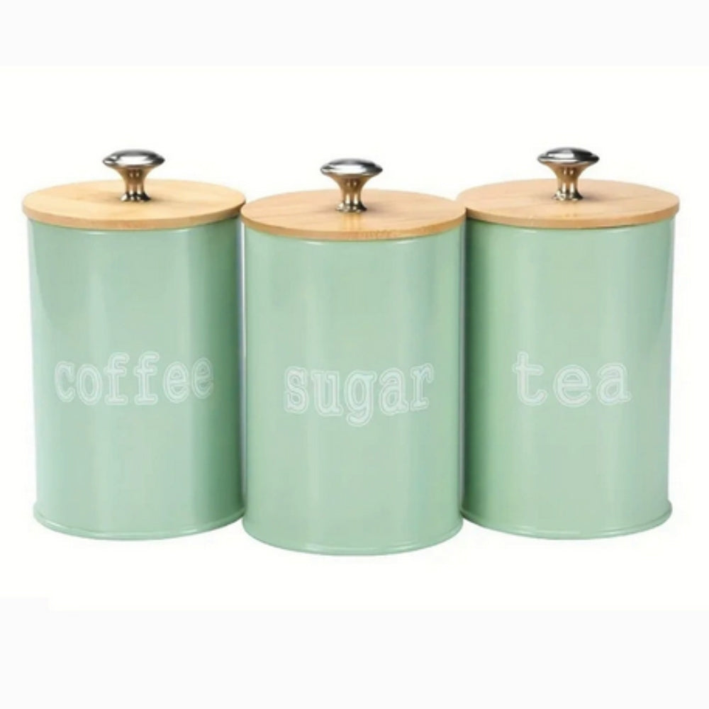 Iron Airtight Storage Canister Set for Kitchen - Bamboo Lids, 3pcs, view 7