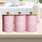 Iron Airtight Storage Canister Set for Kitchen - Bamboo Lids, 3pcs, view 8