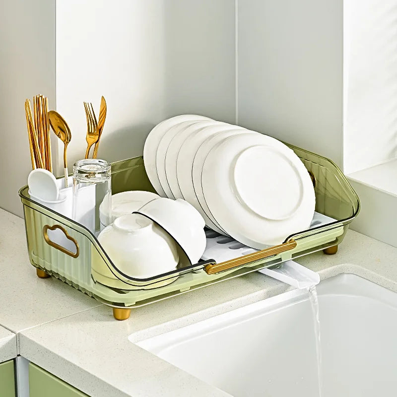 Detachable Sink Dish Drainer Countertop Organizer with Utensil Holder - PP, view 6