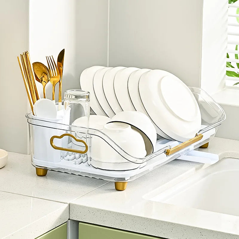 Detachable Sink Dish Drainer Countertop Organizer with Utensil Holder - PP, view 7