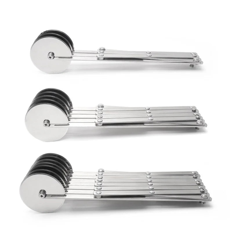 Stainless Steel Dough Cutter for Pizza and Pastries - Foldable, 3-7 Wheels, view 4
