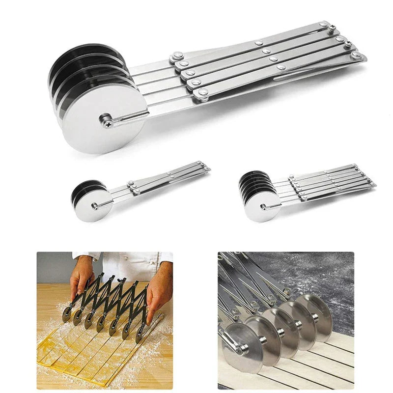 Stainless Steel Dough Cutter for Pizza and Pastries - Foldable, 3-7 Wheels, view 6