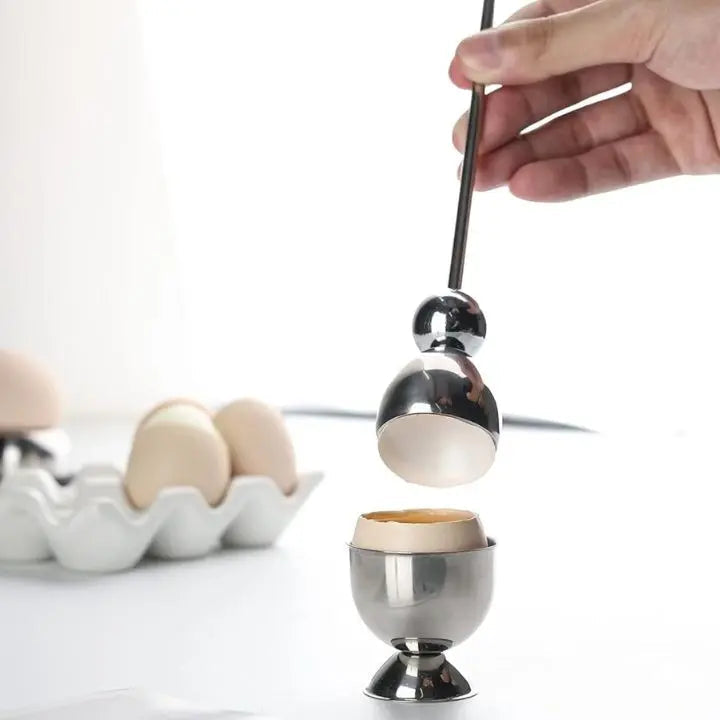 Stainless Steel Egg Opener - Silver, For Raw and Cooked Eggs, view 6