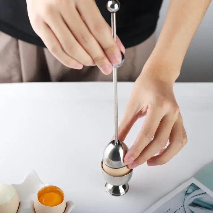 Stainless Steel Egg Opener - Silver, For Raw and Cooked Eggs