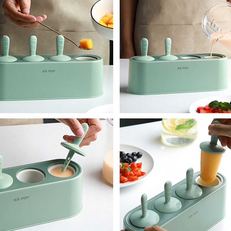 Silicone Ice Cream Mold Set for Kitchen - 3.5in, Pink Green Blue, view 2