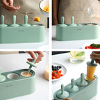 Silicone Ice Cream Mold Set for Kitchen - 3.5in, Pink Green Blue, view 2