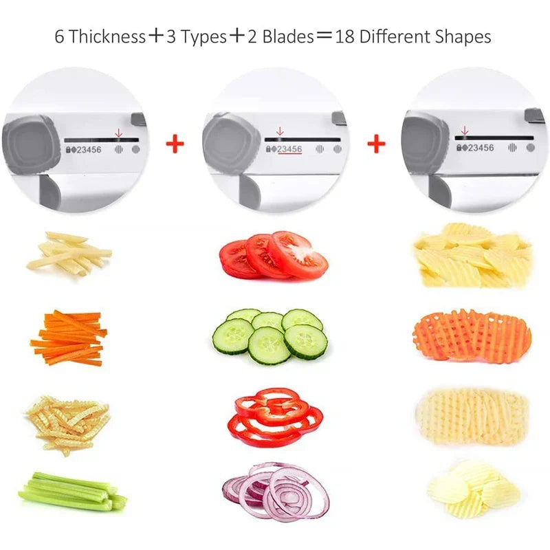 Mandoline Vegetable Slicer 18-in-1 - Adjustable Stainless Steel Blades, view 2