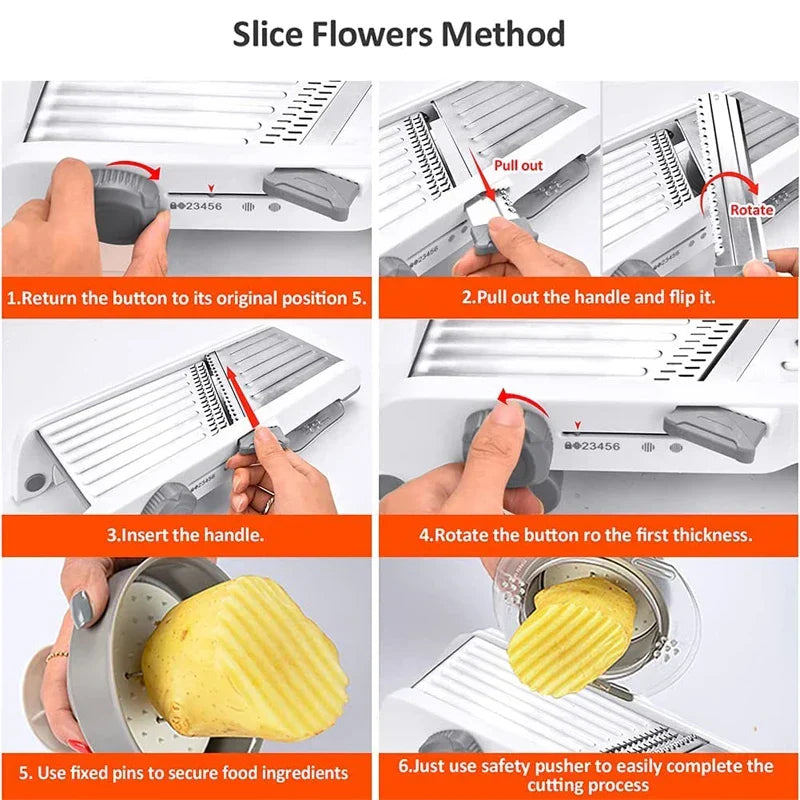 Mandoline Vegetable Slicer 18-in-1 - Adjustable Stainless Steel Blades, view 3